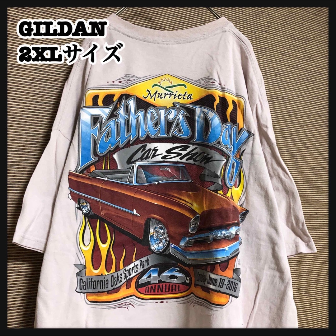 GILDAN(ギルタン)の【ギルダン】半袖Tシャツ　旧車　クラシックカー　アメ車　ピンク　ゆるだぼ29 メンズのトップス(Tシャツ/カットソー(半袖/袖なし))の商品写真