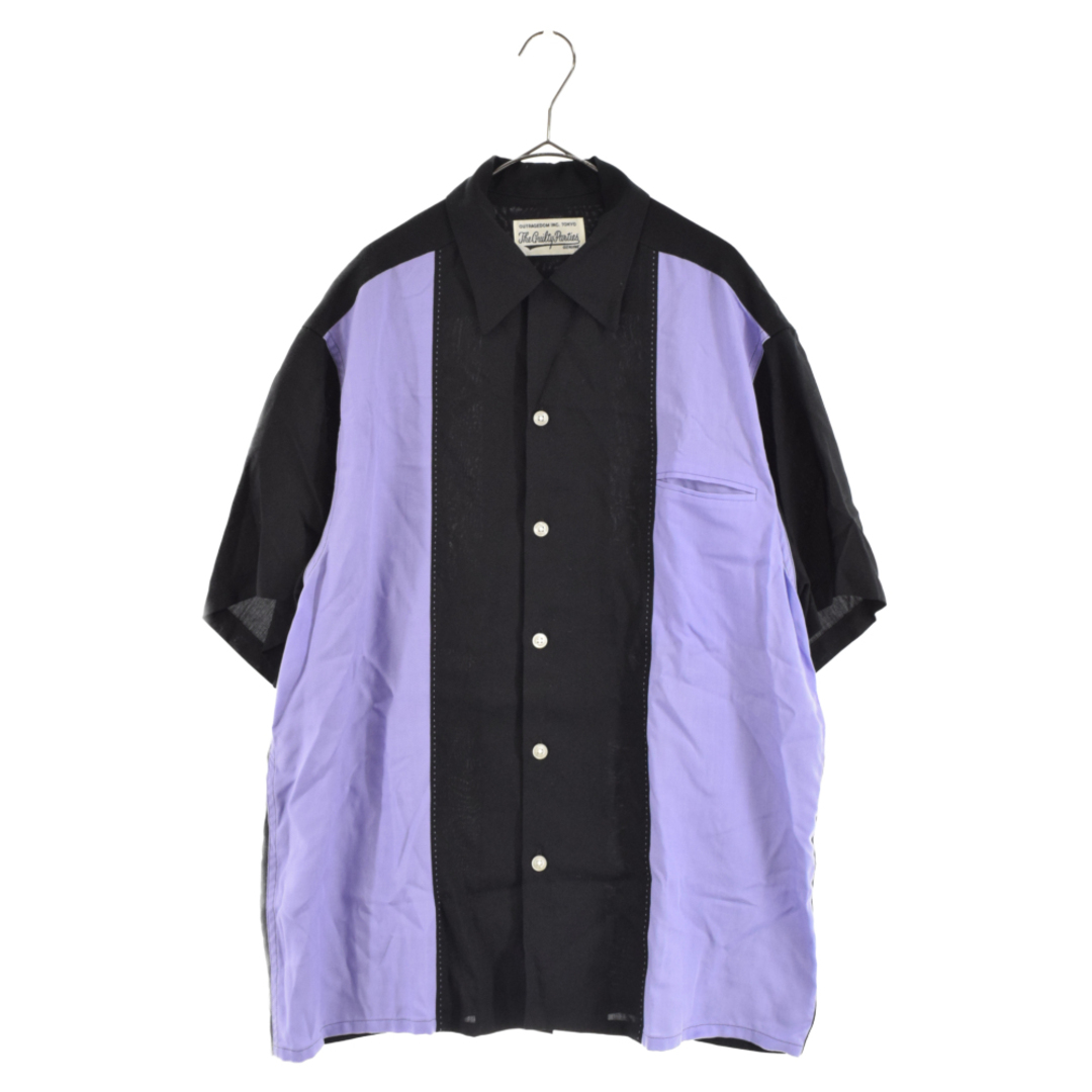 WACKO MARIA ワコマリア 20SS ×WOLF'S HEAD TWO-TONE 50'S SHIRT TRASH COLLECTORS 2トーン 50s バックプリント半袖シャツ ブラック/パープル | フリマアプリ ラクマ