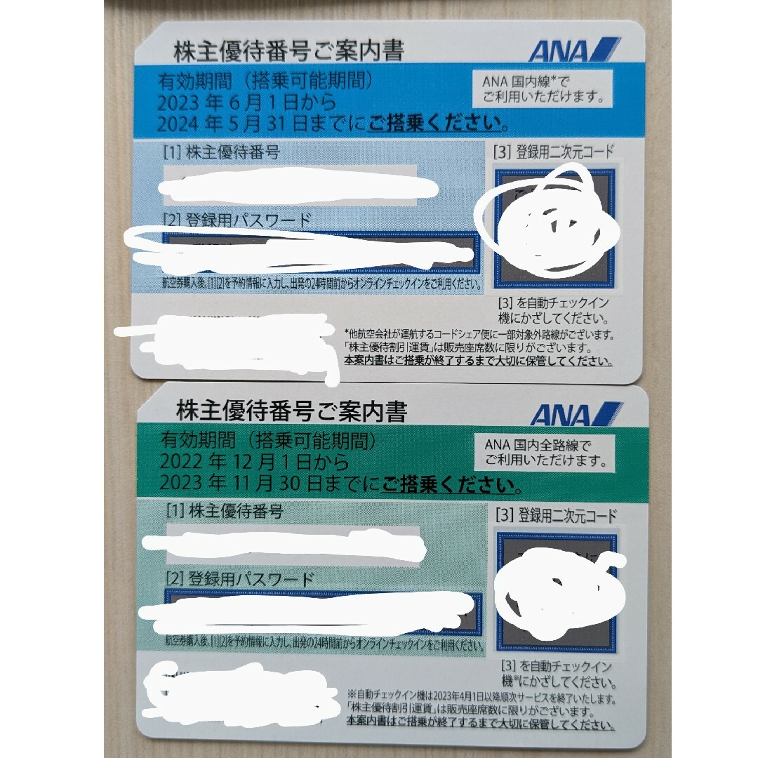 ANA(全日本空輸)(エーエヌエー(ゼンニッポンクウユ))のANA株主優待券2枚　優待券冊子 チケットの乗車券/交通券(航空券)の商品写真