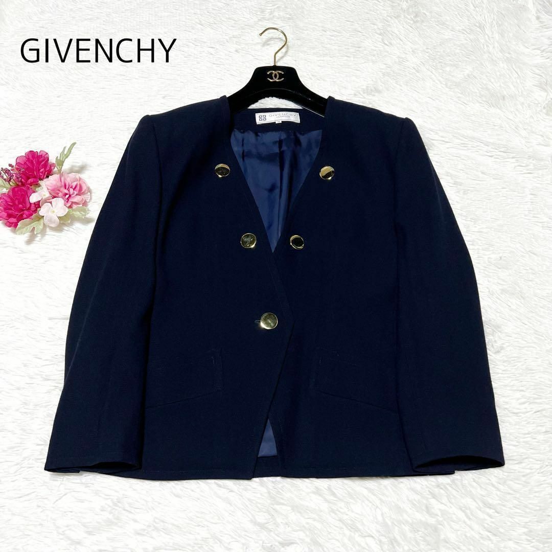 GIVENCHY ジバンシー ノーカラージャケット 金ボタン 大きいサイズ 13