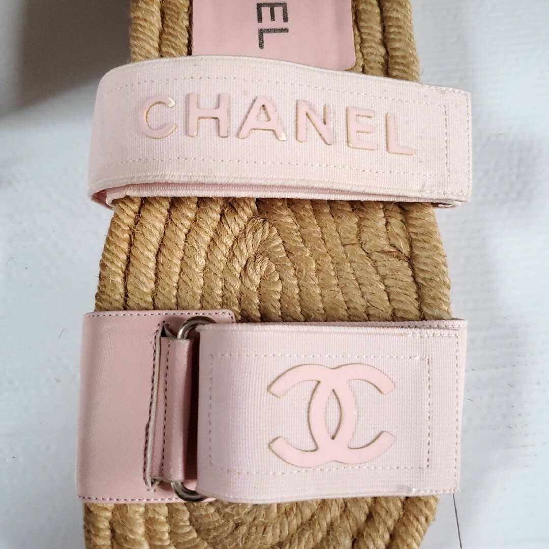 CHANEL シャネル エスパドリーユ フラット サンダル ピンク フットベッド 8