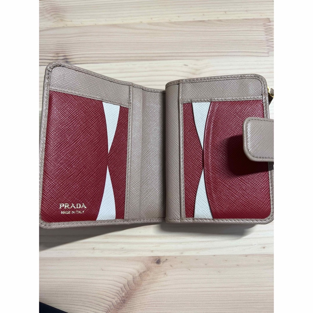 ✨極美品✨PRADA ミニ財布　ベージュ　バイカラー　フラップ　希少カラー