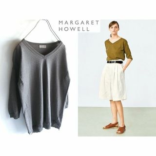 マーガレットハウエル(MARGARET HOWELL)のLOOK使用 マーガレットハウエル 2019SS リネン綿 ガンジーニット 2(ニット/セーター)