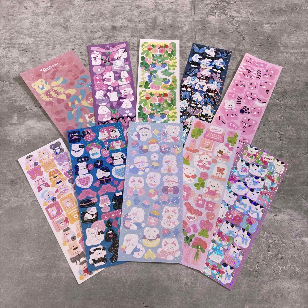 大量 まとめ売り 海外 シール PVC素材 韓国風 アニマル キラキラ