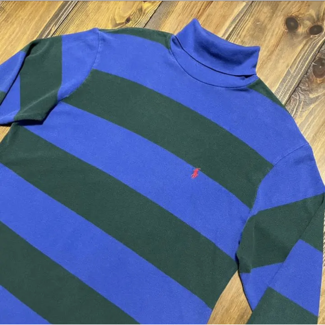 80sVTG POLO RALPH LAUREN 太ボーダータートル アメリカ製-