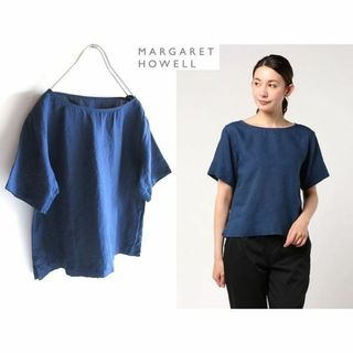 マーガレットハウエル(MARGARET HOWELL)のマーガレットハウエル 2019SS プルオーバー リネンシャツ 1 紺青(シャツ/ブラウス(半袖/袖なし))