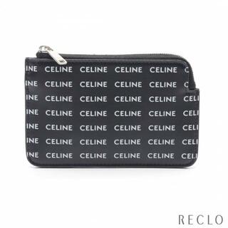 セリーヌ(celine)のコイン＆カードポーチ CELINEプリント コインケース PVC ブラック ホワイト キーリング付き(財布)