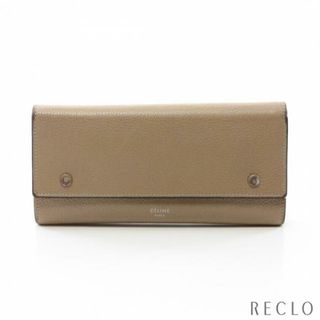 セリーヌ(celine)の 二つ折り長財布 レザー グレーブラウン ロゴ(財布)