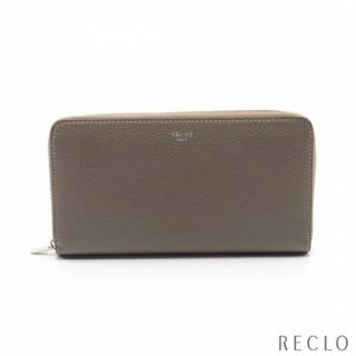 セリーヌ(celine)のラージジップド マルチファンクション ラウンドファスナー長財布 レザー グレーブラウン(財布)