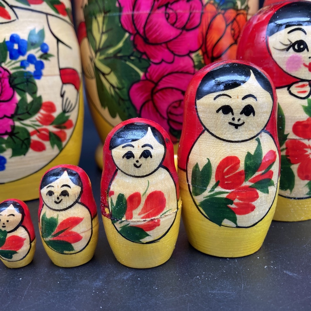 ☆ロシア民芸品超巨大伝統柄マトリョーシカ9体セットB☆送料無料 ☆ロシア民芸品超巨大伝統柄マトリョーシカ9体セットB☆送料無料