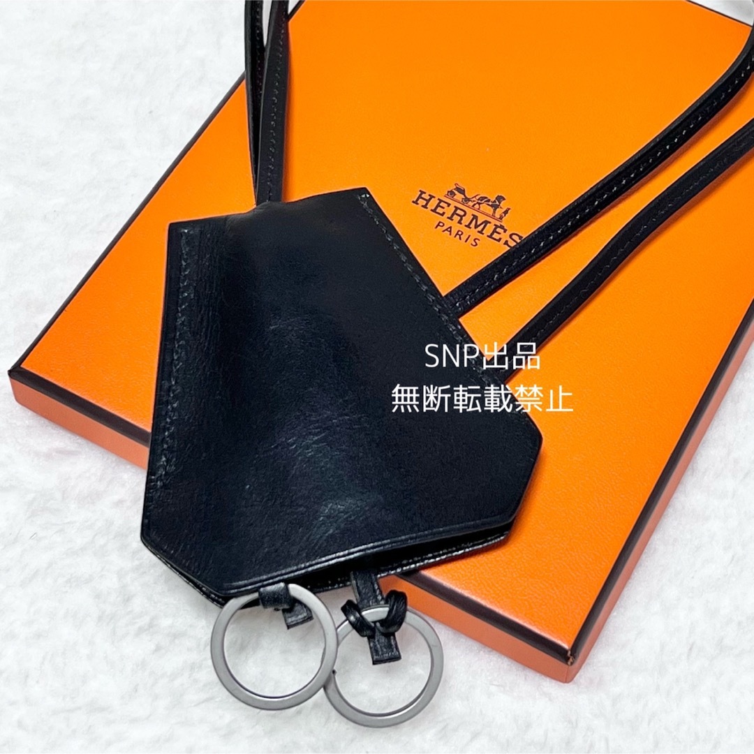 HERMES エルメス クロシェット ネックレス キーリング M□D 黒