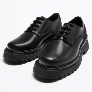ZARA - ZARA レザートラックソールシューズ 26.4cmの通販|ラクマ