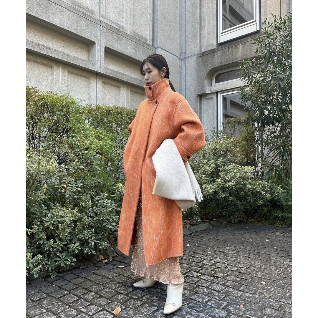 スタンドカラーロングリバーコート Lily brown