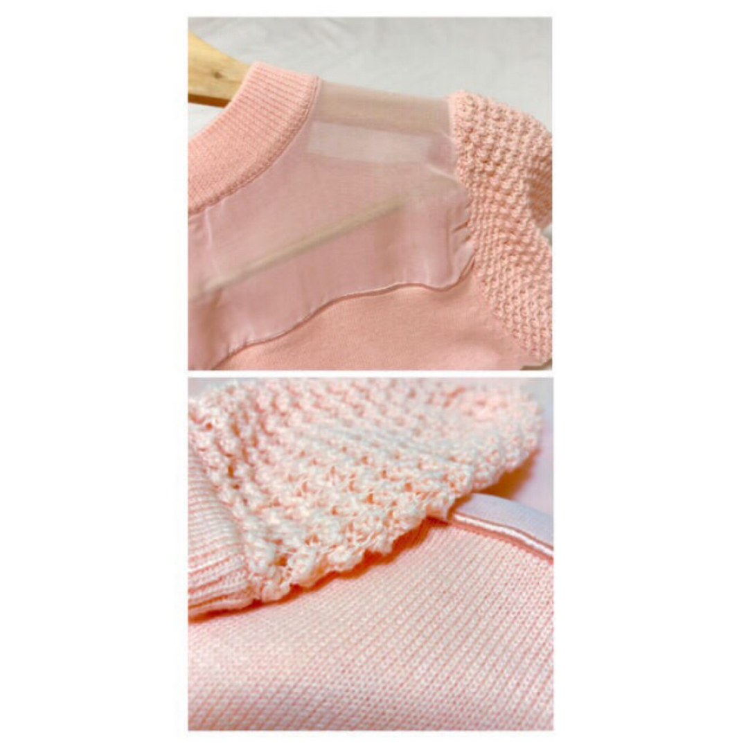トップス  半袖　シースルー　ピンク　micoameri ミコアメリ レディースのトップス(カットソー(半袖/袖なし))の商品写真