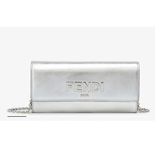 【FENDI】フェンディ 二つ折り長財布 レザー グレー×シルバー金具 7M0268 A8VC/tg1219