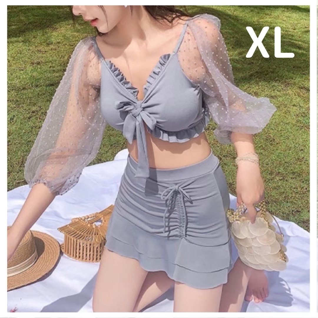 水着 XL レディース 体型カバー 可愛い ビキニ 韓国 セパレート スカート レディースの水着/浴衣(水着)の商品写真