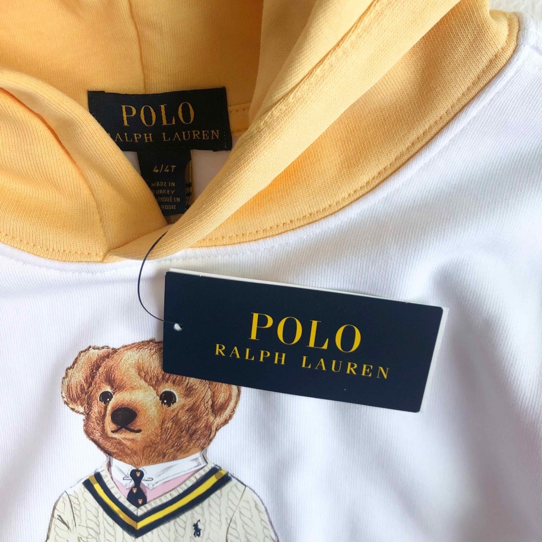 POLO RALPH LAUREN(ポロラルフローレン)のラスト1点◇ラルフローレン ポロベアカラーブロックフリースフーディ 4T/110 キッズ/ベビー/マタニティのキッズ服男の子用(90cm~)(Tシャツ/カットソー)の商品写真