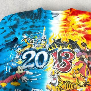 ディズニー(Disney)のDisney ディズニー 2013 タイダイ Tシャツ XL 炎 氷(Tシャツ/カットソー(半袖/袖なし))