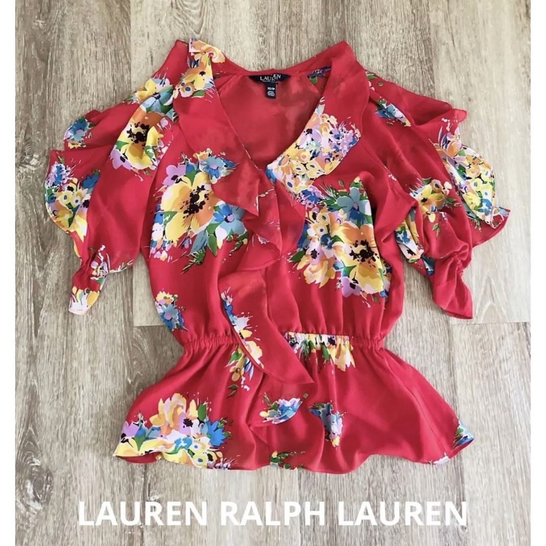 POLO RALPH LAUREN(ポロラルフローレン)のローレン　ラルフローレン　花柄　シャツ　小さめサイズ　米国購入　新品 レディースのトップス(シャツ/ブラウス(半袖/袖なし))の商品写真