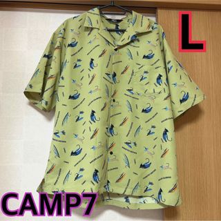 ライトオン(Right-on)の美品★CAMP7★総柄シャツ★ベージュ★L★半袖シャツ★ライトオン(シャツ)