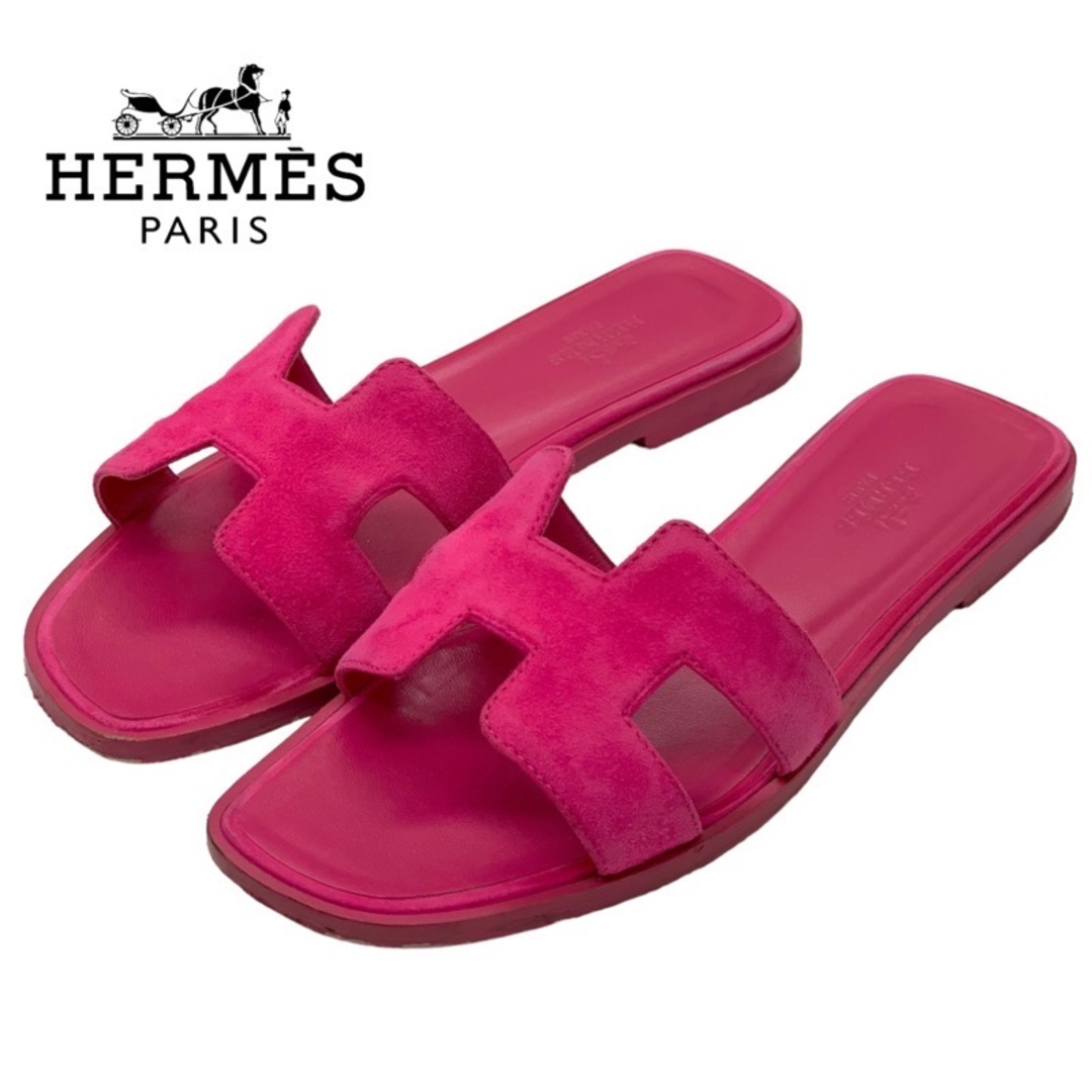 Hermes(エルメス)のエルメス HERMES オラン サンダル スエード ピンク フラットサンダル ミュール 靴 シューズ レディースの靴/シューズ(サンダル)の商品写真