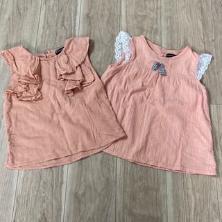 トップス☆２枚☆オレンジ色(Tシャツ/カットソー)