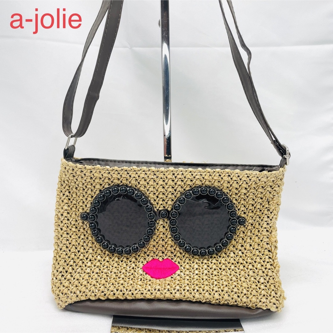 a-jolie(アジョリー)の美品　a-jolie アジョリー　ショルダーバッグ　かごバッグ レディースのバッグ(かごバッグ/ストローバッグ)の商品写真