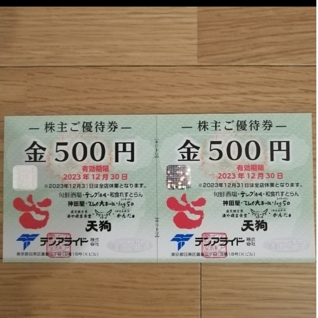 優待券/割引券最新　テンアライド　株主優待　10000円分　匿名配送