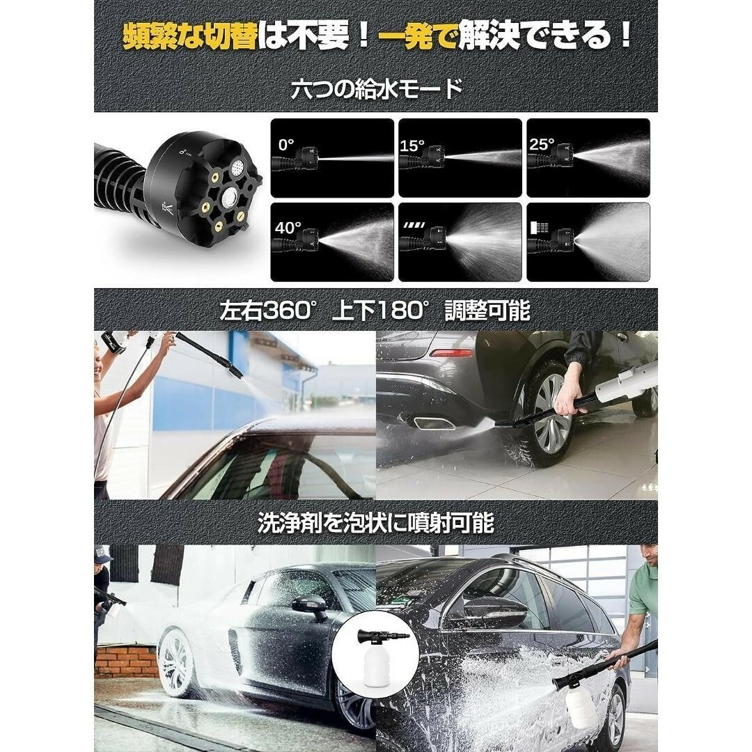 【掃除にもアウトドアにも】高圧洗浄機✨6in1ノズル 2段階水圧 PSE認証済み スポーツ/アウトドアの自転車(工具/メンテナンス)の商品写真