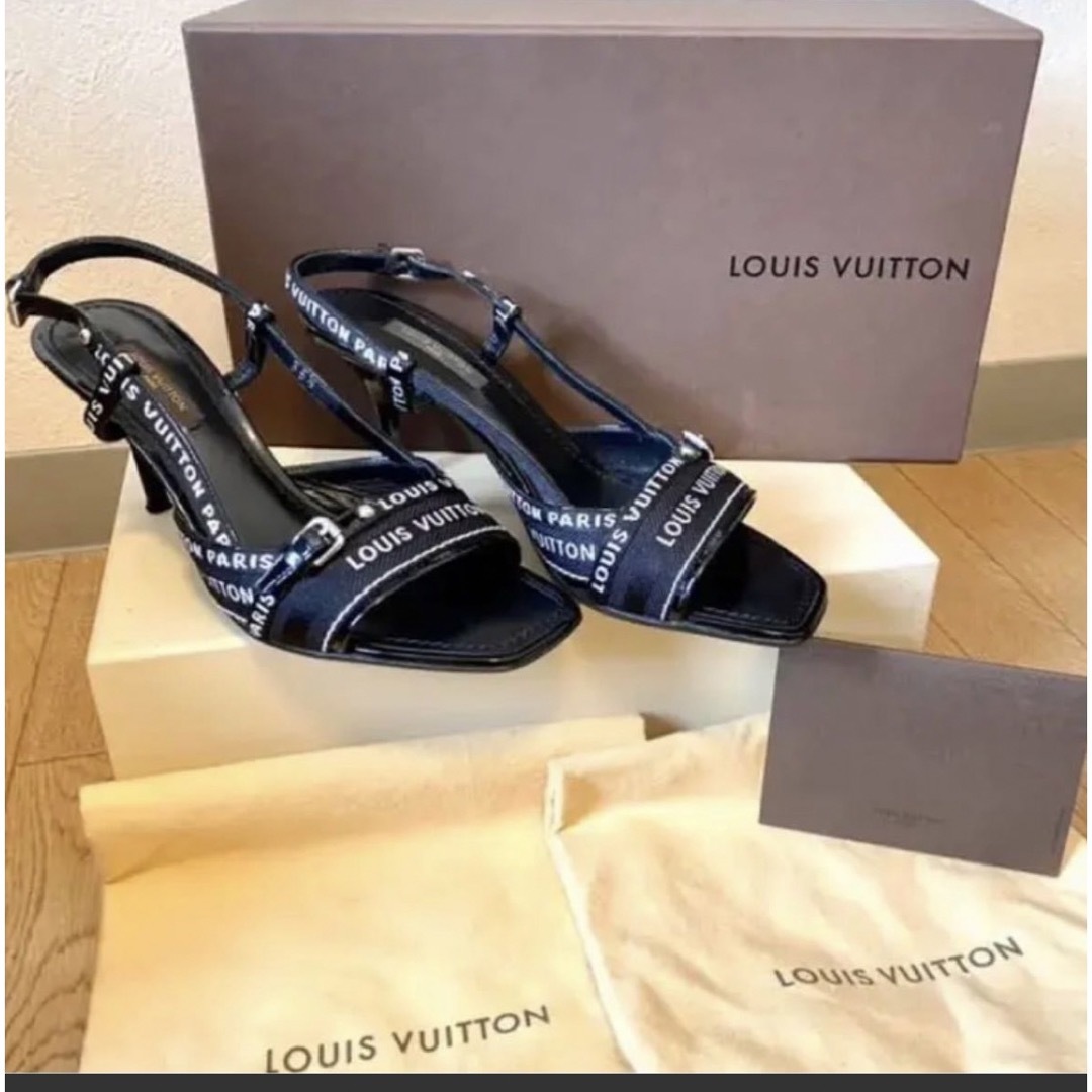 お値下げ　ルイヴィトン　ロゴ リボン キャンバス  ヒールLOUISVUITTON