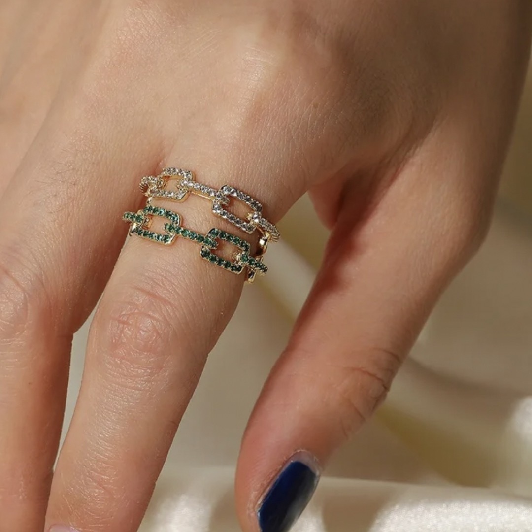 agete(アガット)の【Design chains ring】#069 18k zirconia レディースのアクセサリー(リング(指輪))の商品写真
