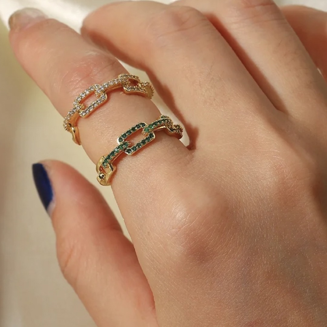 agete(アガット)の【Design chains ring】#069 18k zirconia レディースのアクセサリー(リング(指輪))の商品写真