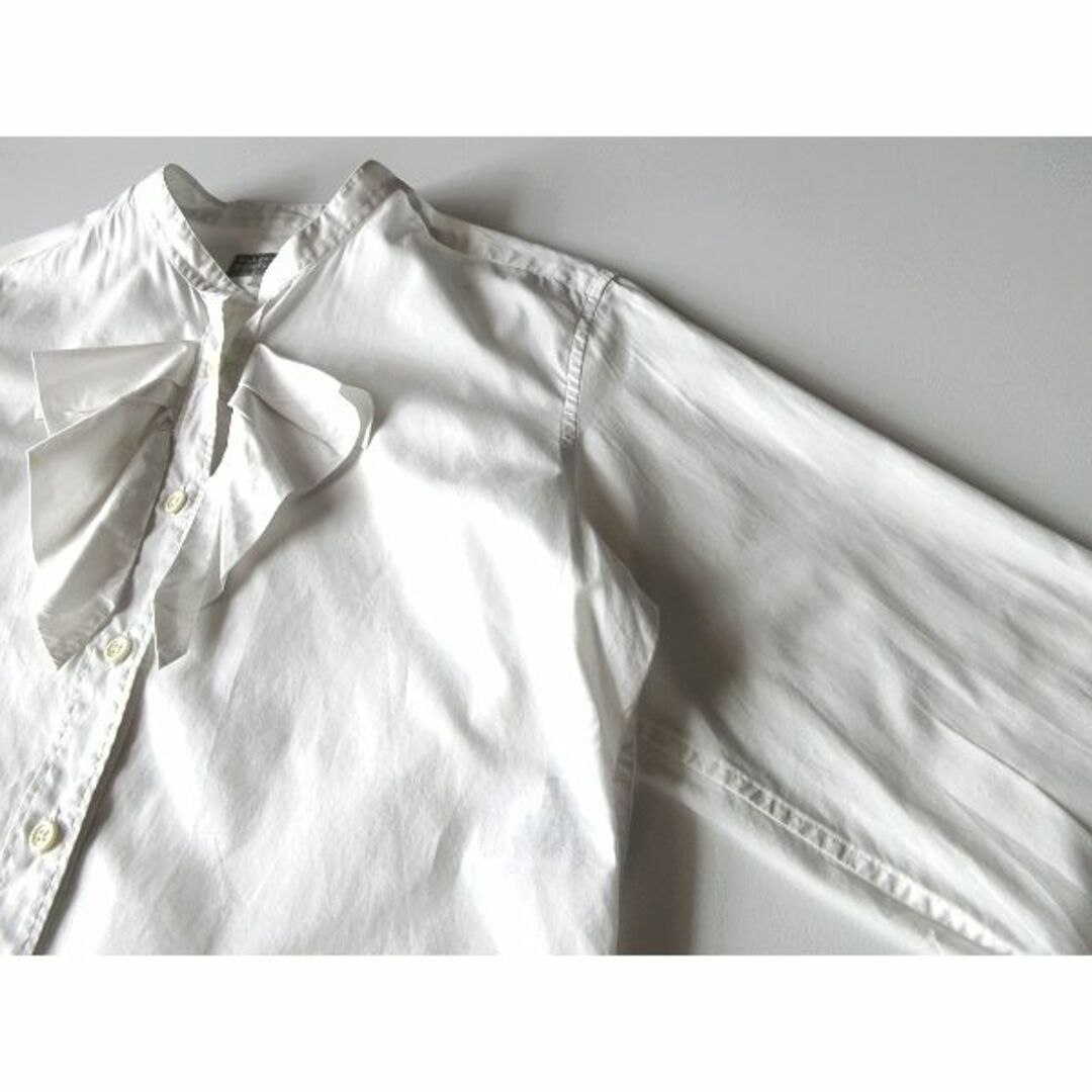 マーガレットハウエル ソフトコットンポプリン フリル カラーレスシャツ 1 白
