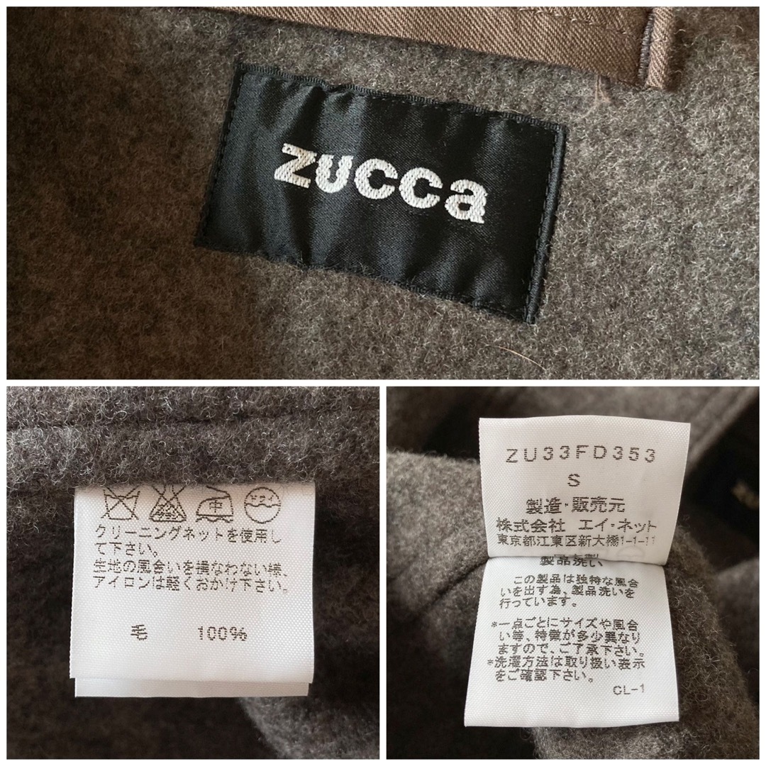 ZUCCa(ズッカ)のzucca 縮絨ウール スタンドカラー ジャケット コート S ブラウングレー レディースのジャケット/アウター(その他)の商品写真