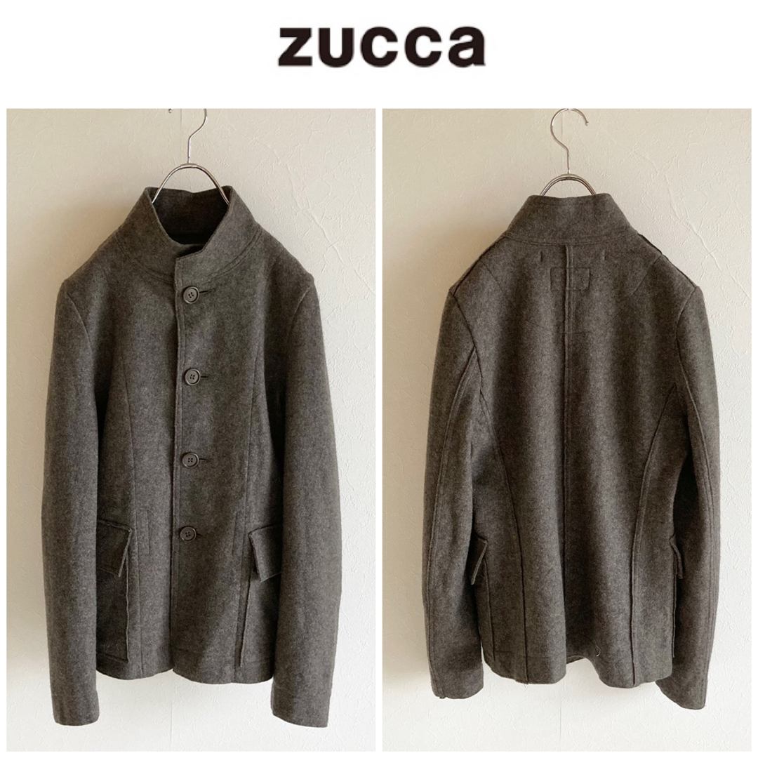 ZUCCa(ズッカ)のzucca 縮絨ウール スタンドカラー ジャケット コート S ブラウングレー レディースのジャケット/アウター(その他)の商品写真