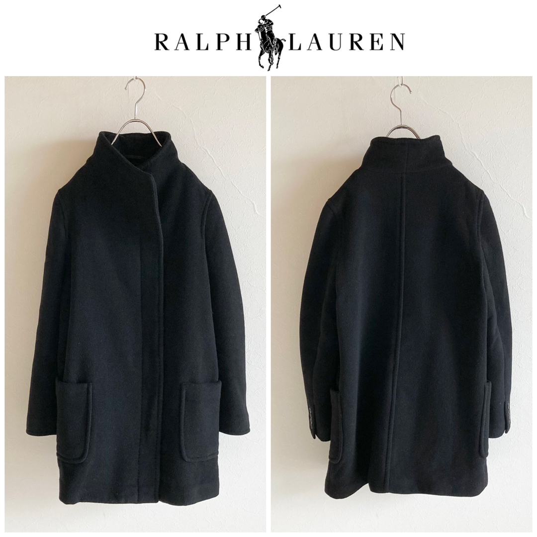 Ralph Lauren(ラルフローレン)のポロ ラルフローレン ウール メルトン スタンドカラー コート XS ブラック レディースのジャケット/アウター(ロングコート)の商品写真