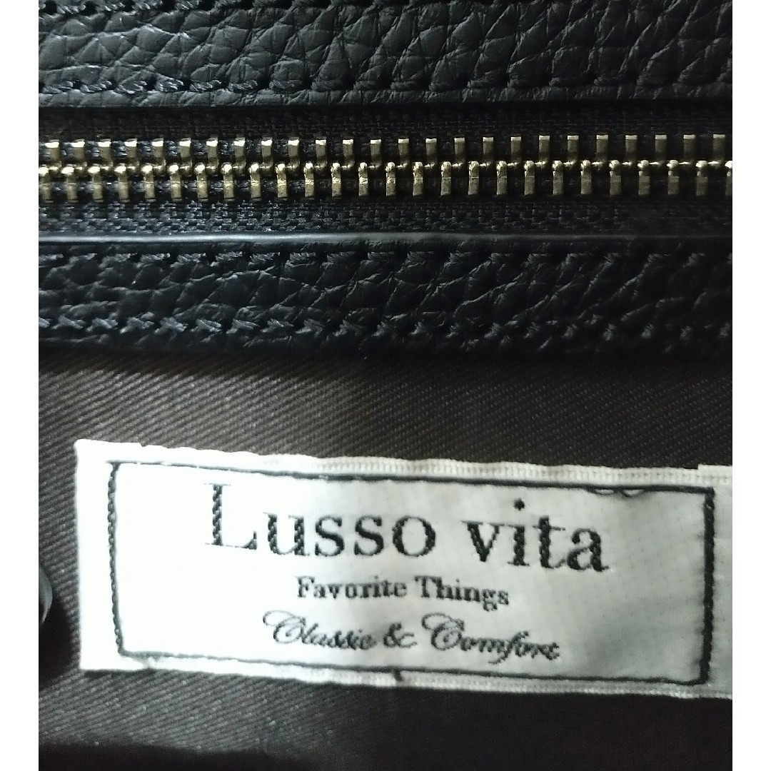 Lusso vita　ブラック　牛革　ハンドバッグ　ショルダーバッグ