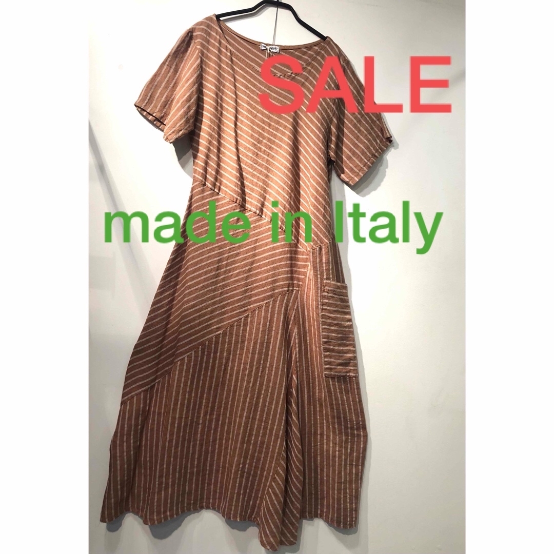 SALE  新品  イタリアリネン100% ロングワンピース