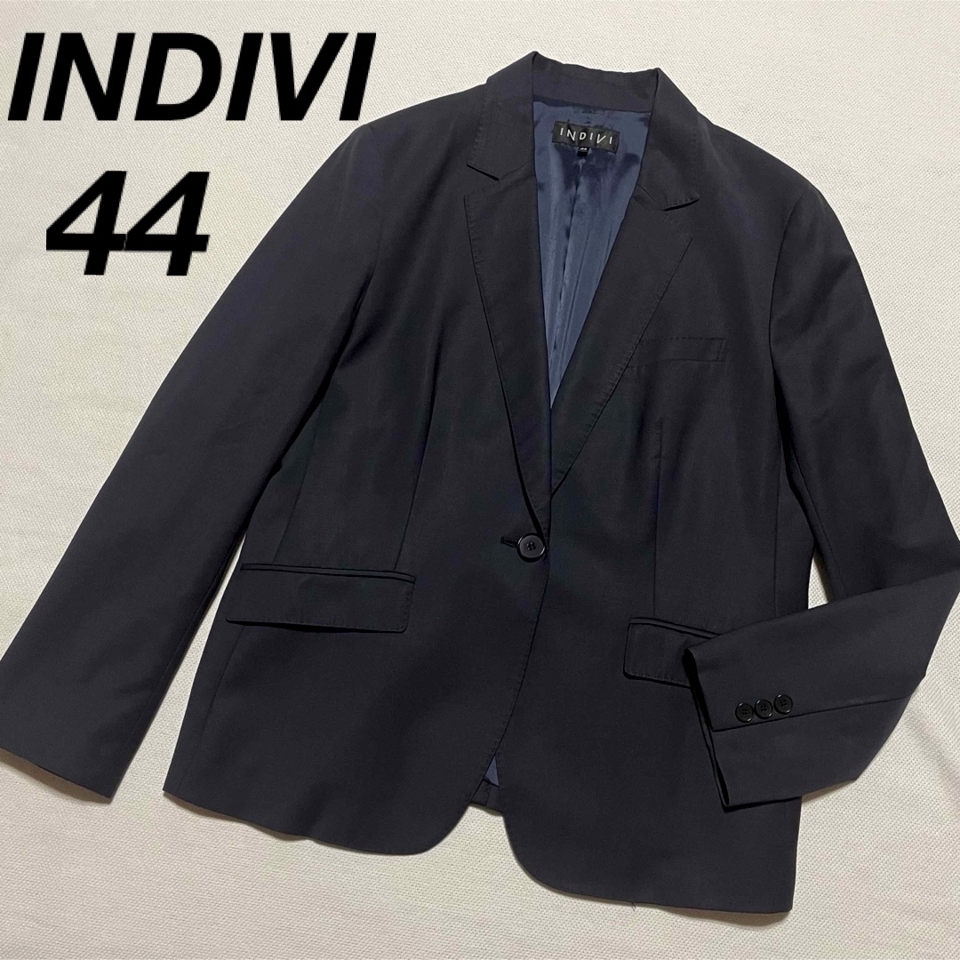 INDIVI - 極美品 INDIVI 大きいサイズ44 ストレッチ ワンボタン