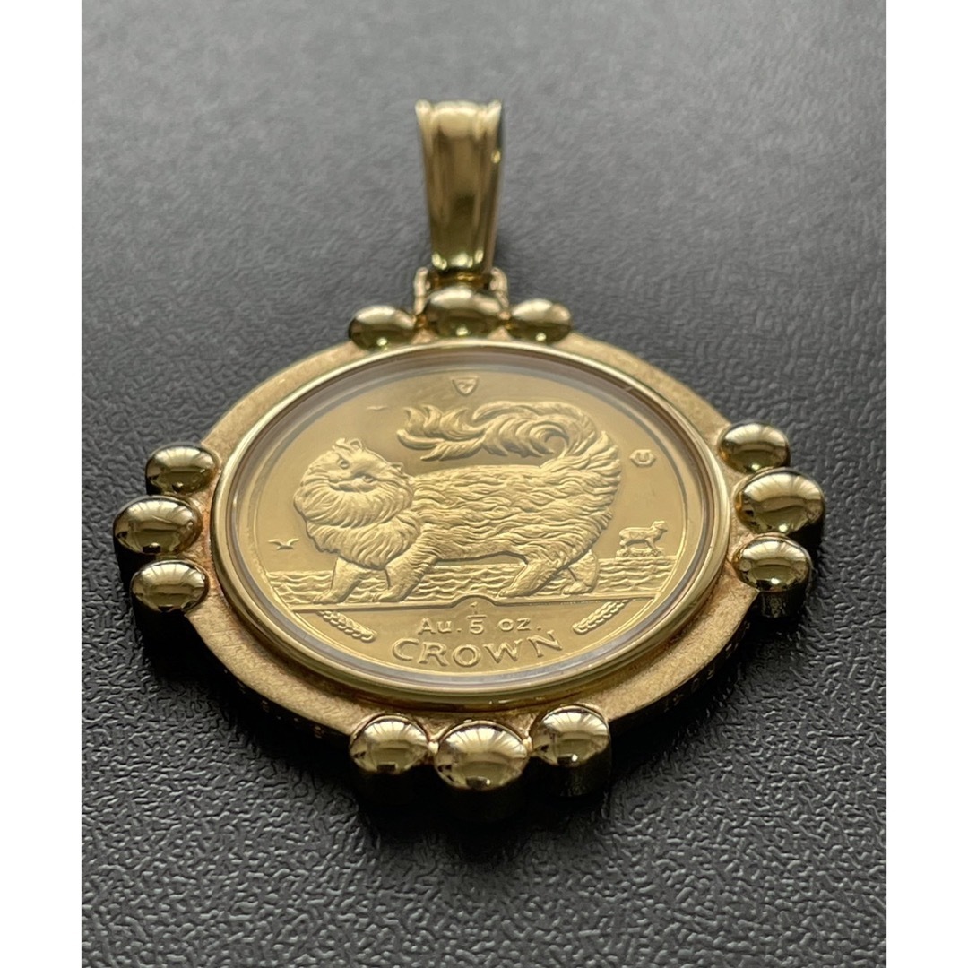 純金 K24 キャット金貨 コインペンダント メインクーン マン島政府発行 レディースのアクセサリー(ネックレス)の商品写真