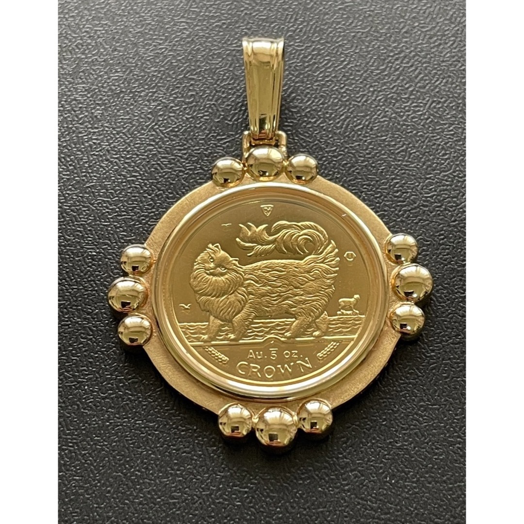 純金 K24 キャット金貨 コインペンダント メインクーン マン島政府発行 レディースのアクセサリー(ネックレス)の商品写真