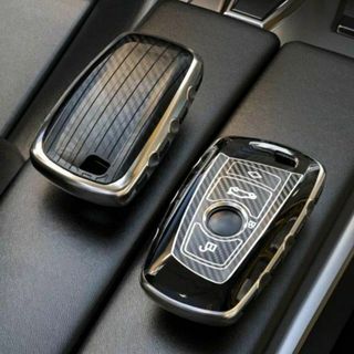 BMW キーケース TPU ブラック 黒 カーボン キー カバー f30 f10(車内アクセサリ)