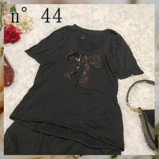 ナンバーヨンジューヨン(n°44)のトップス【M】半袖　Tシャツ　ブラック(Tシャツ(半袖/袖なし))