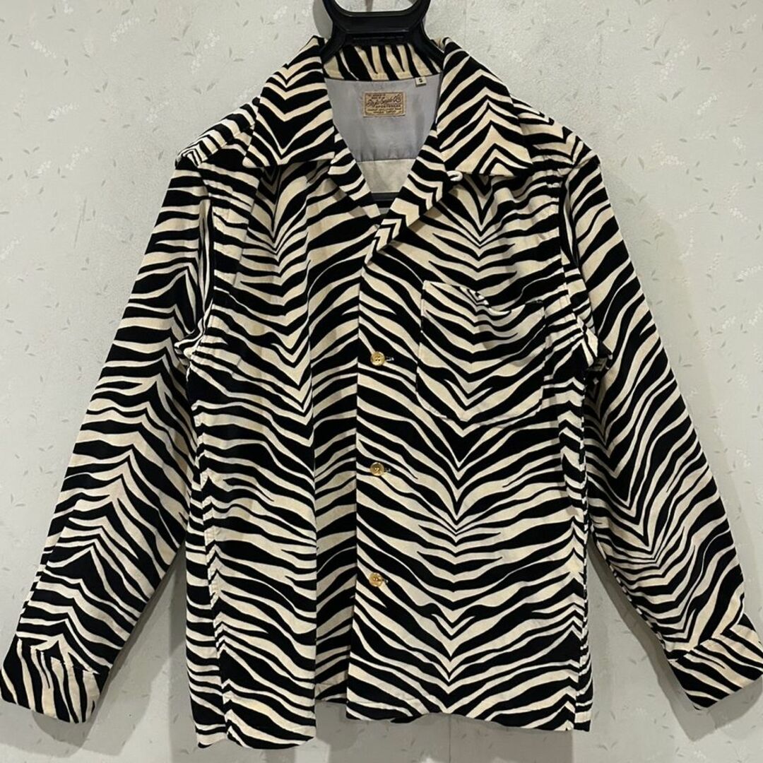 東洋 STYLE EYES ゼブラ 柄 オープンカラー 別珍シャツ S