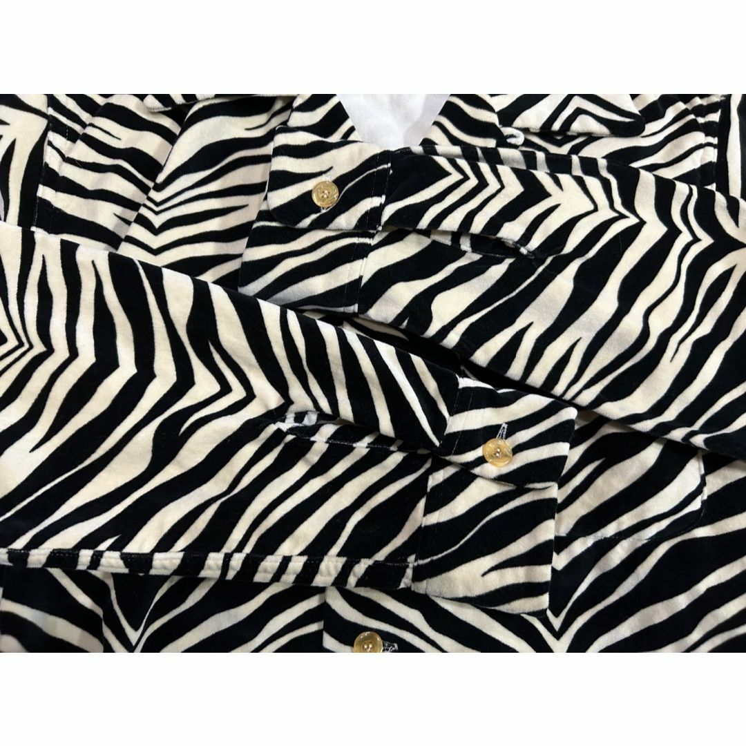 東洋 STYLE EYES ゼブラ 柄 オープンカラー 別珍シャツ S 東洋 STYLE EYES ゼブラ 柄 オープンカラー 別珍シャツ S
