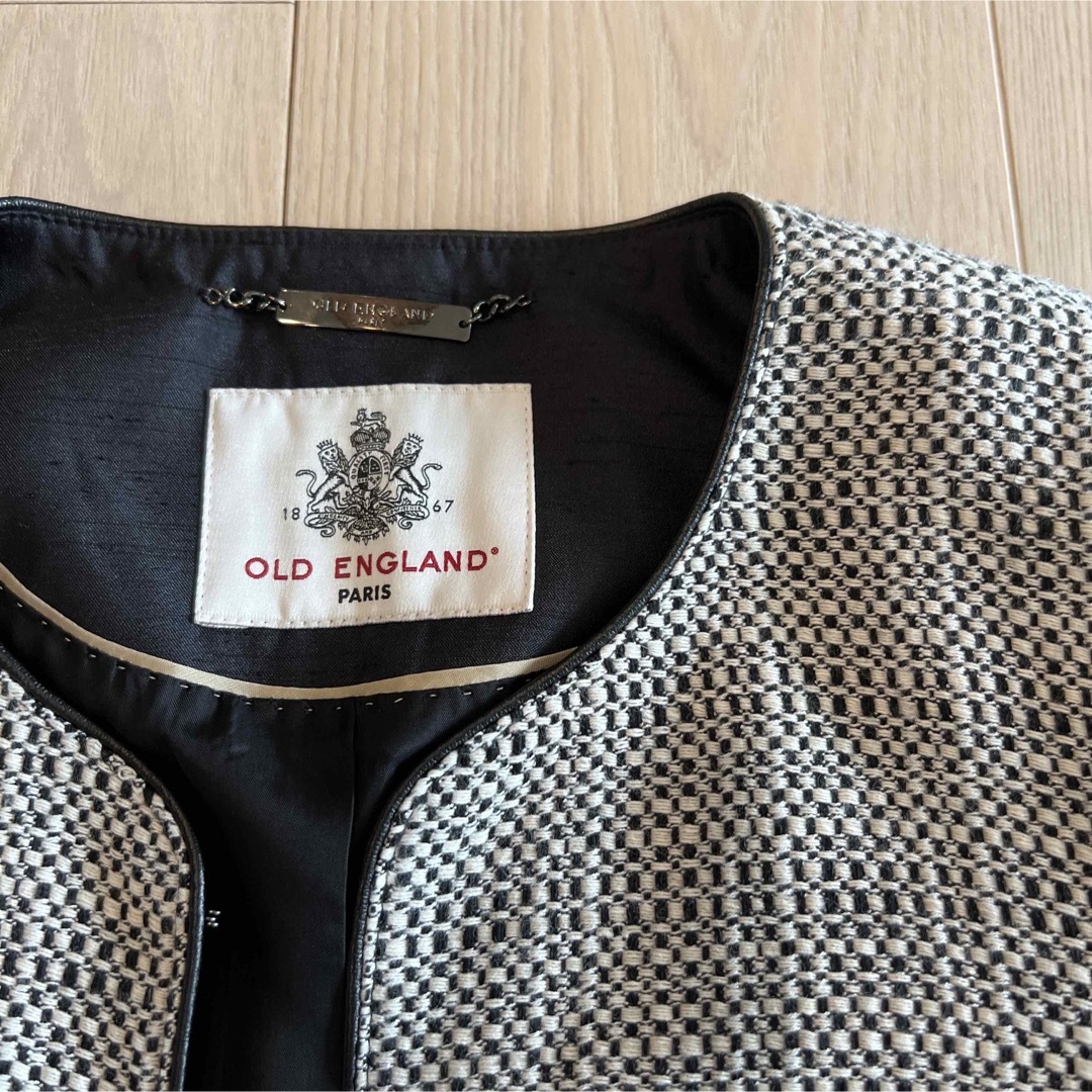 OLD ENGLAND(オールドイングランド)のOEツイードワンピース、ノーカラージャケット レディースのフォーマル/ドレス(スーツ)の商品写真
