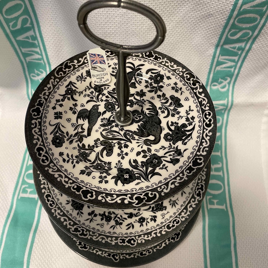 burleigh バーレイ ブラックリーガルピーコック 3段ケーキスタンド www