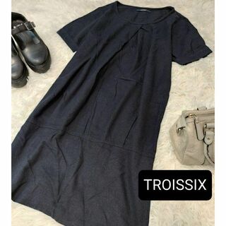 TROISSIX - TROISSIX【M】ひざ丈ワンピース　チュニック　黒a321