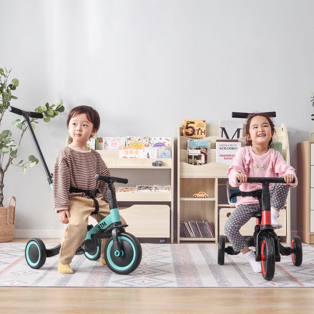 子供用三輪車 4in1 三輪車のりもの 押し棒付き 自転車 おもちゃ 乗用玩具 5