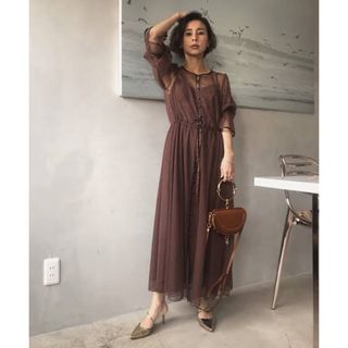 アメリヴィンテージ(Ameri VINTAGE)のAMERI VINTAGE TULLE SEE-THROUGH DRESS(ロングドレス)